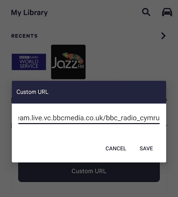 TuneIn Android Custom URL entry